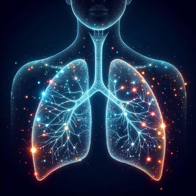 Menselijke longen met lichteffect