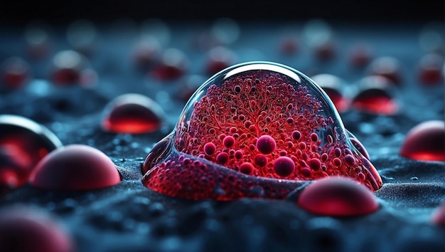 menselijke rode bloedcellen erythrocyten illustratie Embryo-stamcelmicroscoop achtergrond