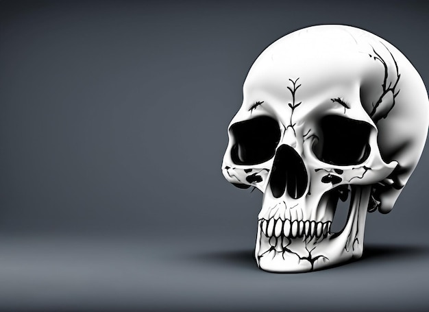 menselijke schedel op een donkere achtergrondschets