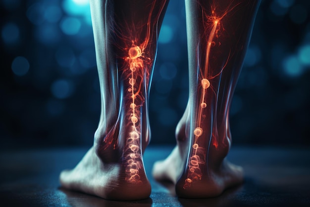 Menselijke voet enkel en been in röntgenbeeld been en voet pijn menselijke skelet botgewricht scan d weergave van