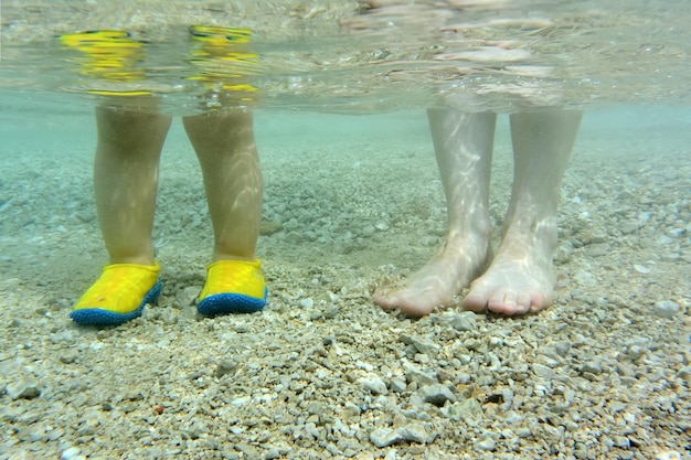 Menselijke voeten in het water