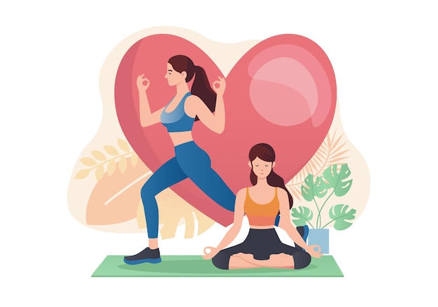 Mensen bij een yoga-sessie concept met mensen scène in de platte cartoon stijl