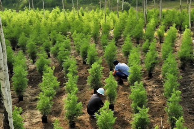 Mensen die bomen planten Genereer Ai