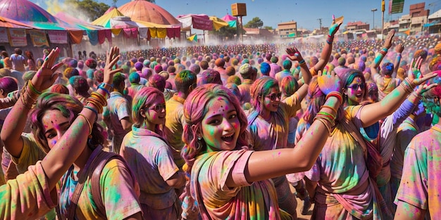 mensen die holifestival vieren