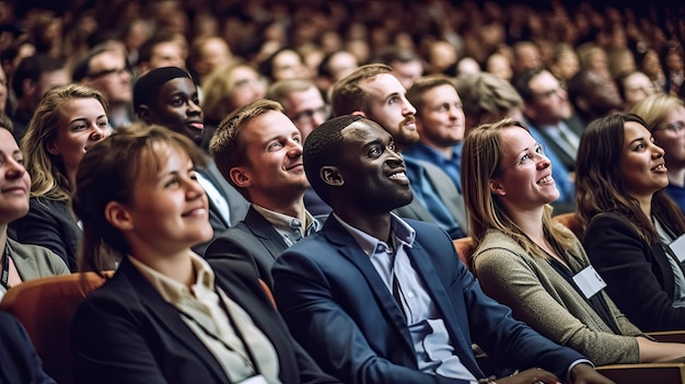 Foto mensen die in het publiek zitten op een conferentie