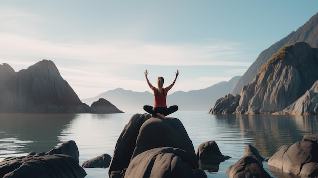 Mensen doen yoga in de natuur