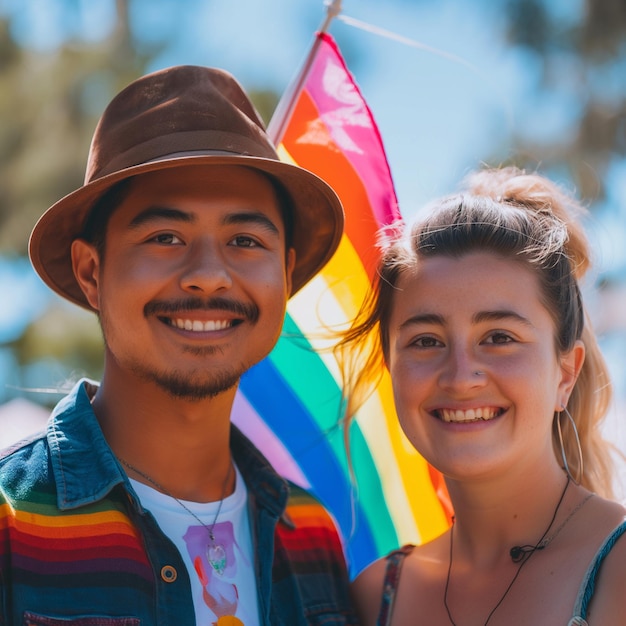 Foto mensen genieten van de viering van de pride maand