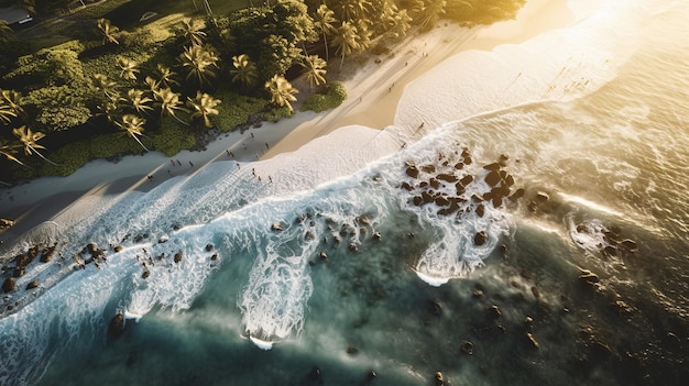 Foto mensen genieten van een zonsondergang op het strand