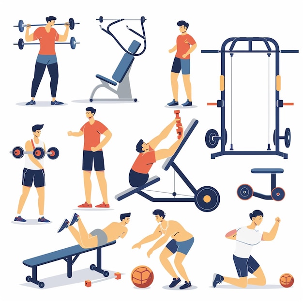 Mensen in de sportschool vector collectie Gezonde fitness sport workout Vector illustratie collectie