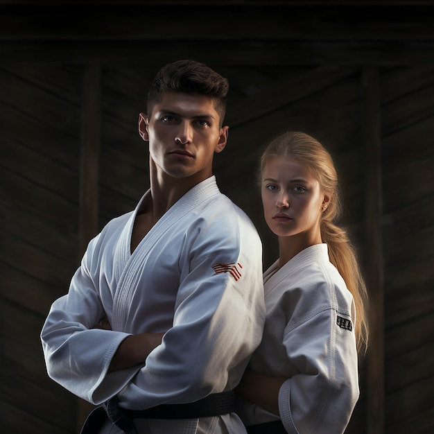 Mensen in karate-uniform.