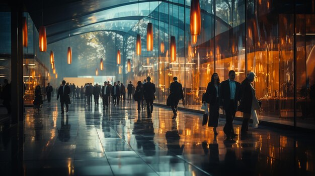 Mensen lopen binnen op de luchthaven.