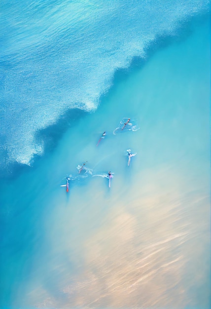 Mensen menigte op strand luchtfoto AI gegenereerd