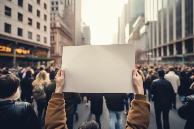 Foto mensen met lege plakkaten en posters in de straat demonstratie rally protest