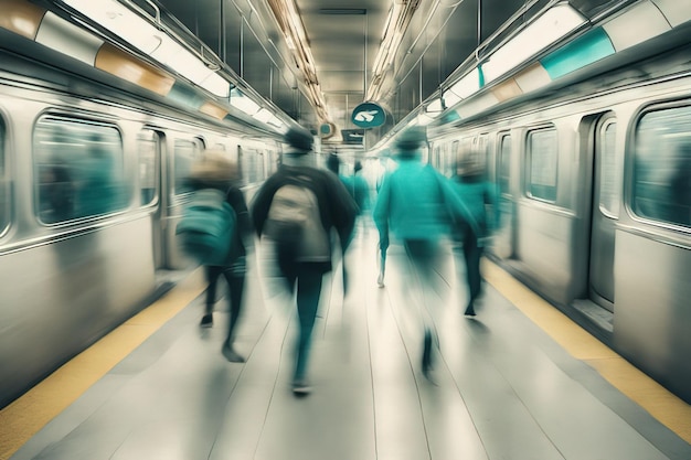 mensen op de metro in de stad