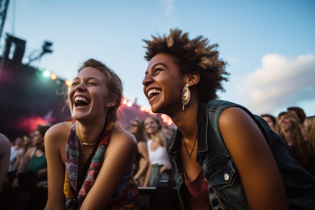 Mensen op een concert op een muziekfestival