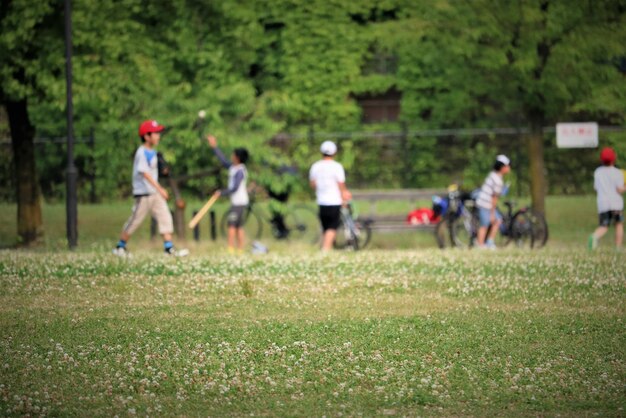 Foto mensen op het veld in het park.