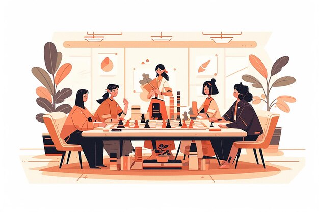 mensen personeel studenten die rond de tafel bijeenkomen plat ontwerp vector illustratie