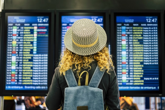 Mensen reizen in luchthaven of treinstation concept