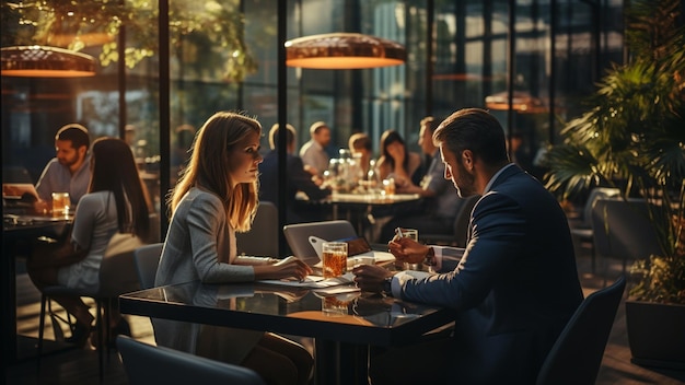 Mensen uit het bedrijfsleven bespreken en werken op kantoor