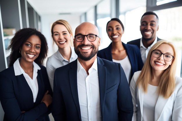 Mensen uit het bedrijfsleven Groep mensen in kantoor glimlachen Witte boorden mensen in kantoor Succes op het werk