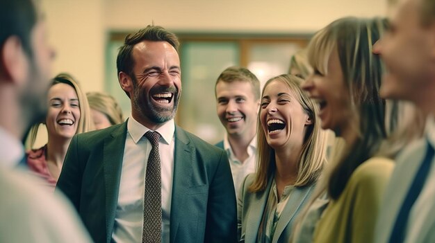 Mensen uit het bedrijfsleven ontmoeten en manager lachen om de planning