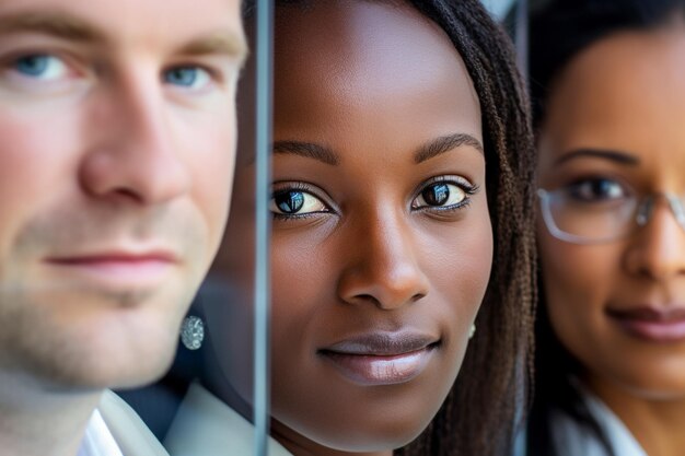 Foto mensen uit verschillende culturen tijdens een inclusief en eerlijk sollicitatiegesprek