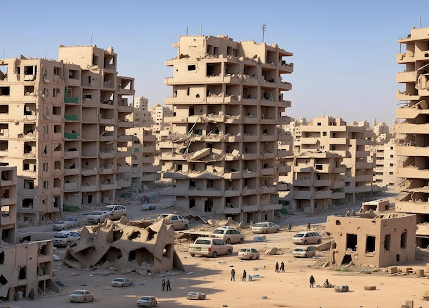 Mensen verzamelen zich bij een verwoest gebouw na een Israëlische luchtaanval in Deir elBalah