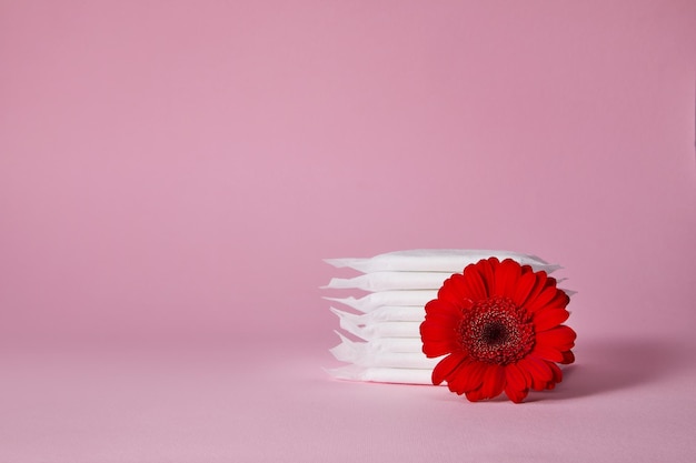 月経衛生綿タンポン パッドと赤い花