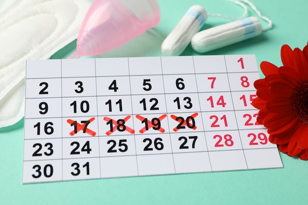 Menstruatie periode concept op mint oppervlak