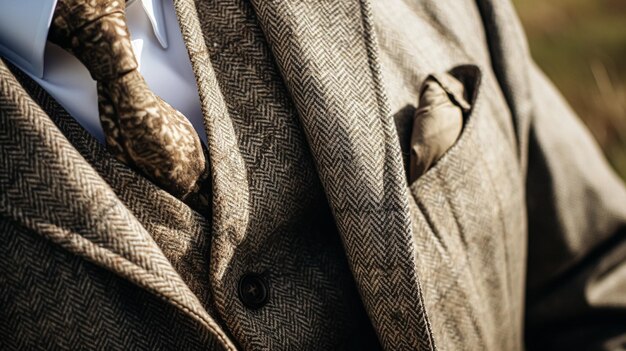 Foto men's autunno vestiti invernali e tweed collezione di accessori nella campagna inglese uomo stile di moda look classico gentleman