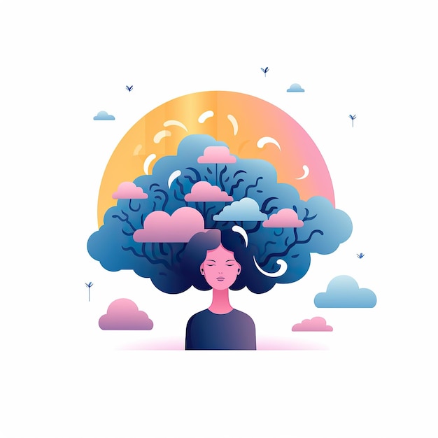 Photo mental health concept art illustration in flat style