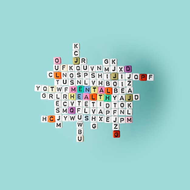 Photo mental health concept creative crossword puzzle