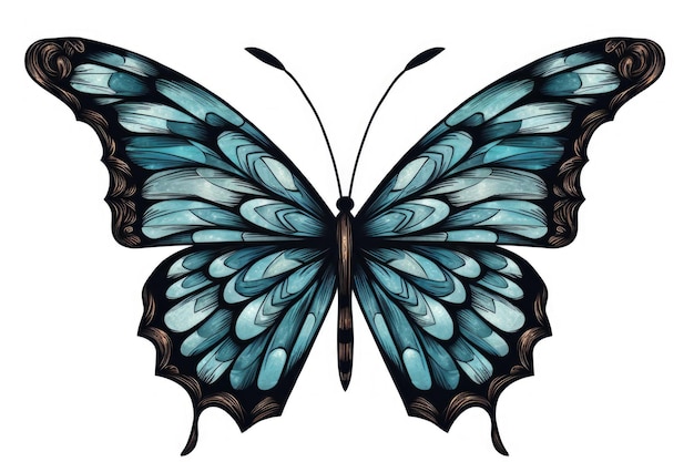 생성 인공 지능으로 만든 회복과 자유를 나타내는 나비가 있는 정신 건강 기호