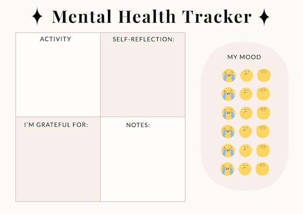 mental health tracker planner template design