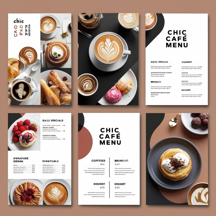 Photo a menu for cafe called cafe and coffee
