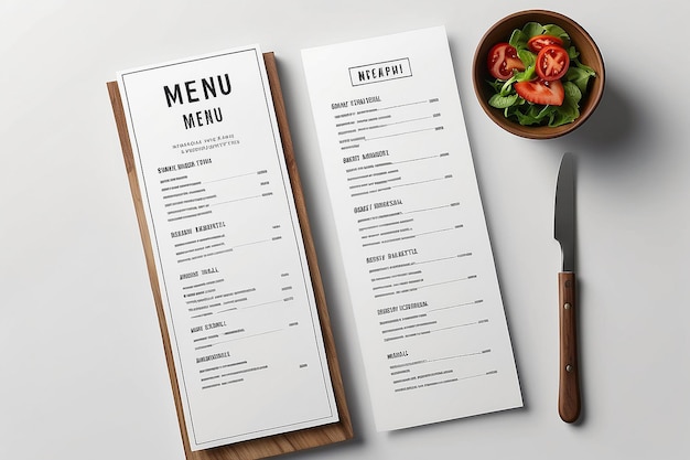 Menu ontwerp mockup