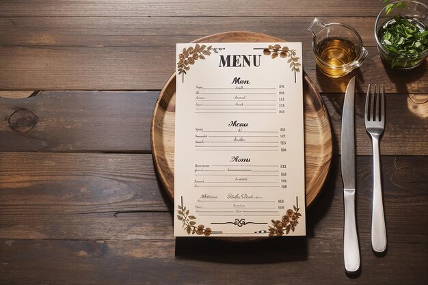 Menu op houten tafel restaurant achtergrond