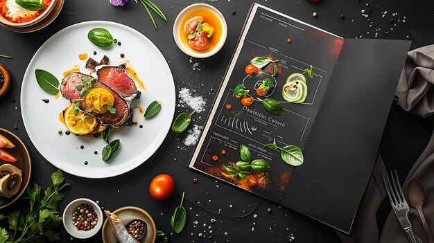 Foto un menu per un ristorante chiamato il ristorante