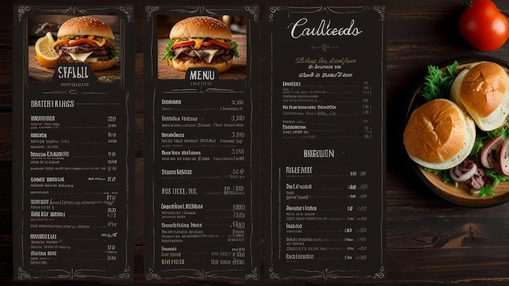 Photo a menu for a restaurant