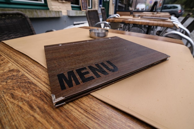 Menu on table at restaurant