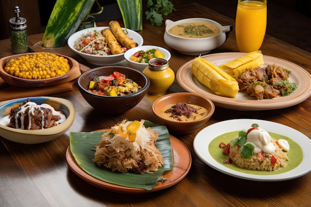 Menu with variety of authentic colombian dishes including tamales arepas and ceviche