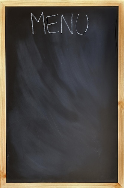 Photo menu written on a blackboard