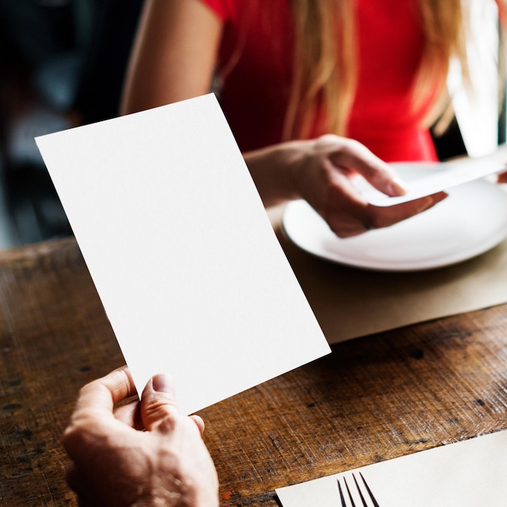 Foto menukaart png mockup transparante restaurantbranding