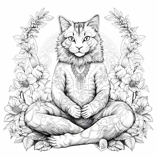 Meowga Moments Serene kleurkaarten voor yoga kattenliefhebbers