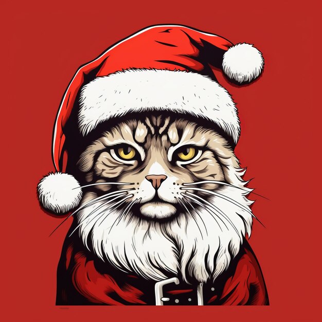 Meowlidays with Santa Claws A Studio Pop Art Retro Christmas