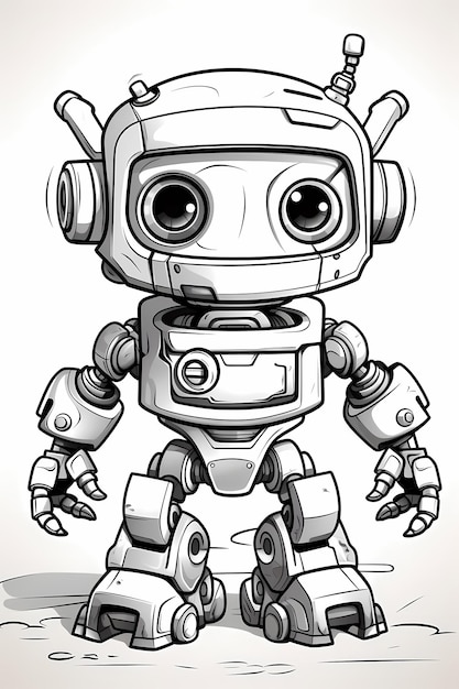 Meowtron Full Figure Cat Robot Coloring Page for Kids