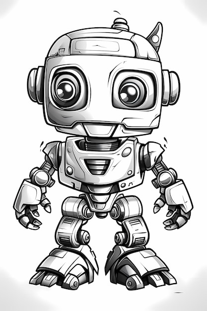 Meowtron Full Figure Cat Robot Coloring Page for Kids