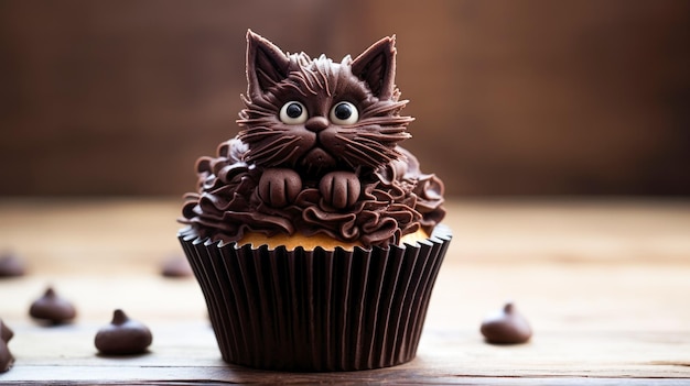 Meowworthy dessert A catshaped cupcake thats a playful and mouthwatering delight