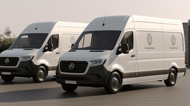 Mercedes - benz vans are lined up in a row.