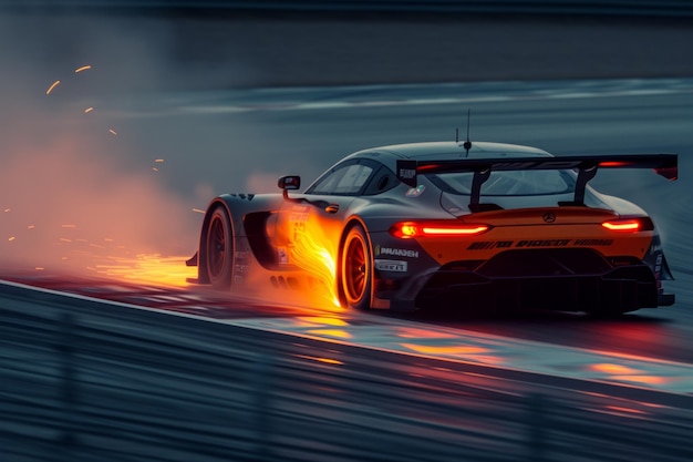 Photo mercedesamg gt3 evo in a race at night